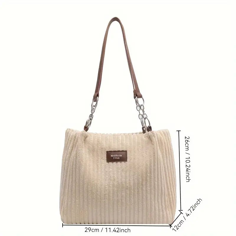 Samantha™ - Bolso Tote de Terciopelo Corduroy