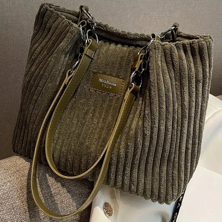 Samantha™ - Bolso Tote de Terciopelo Corduroy