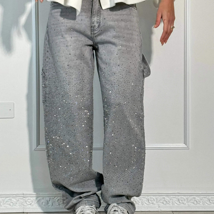Emira™ | Jeans Casual Brillantes con Strass