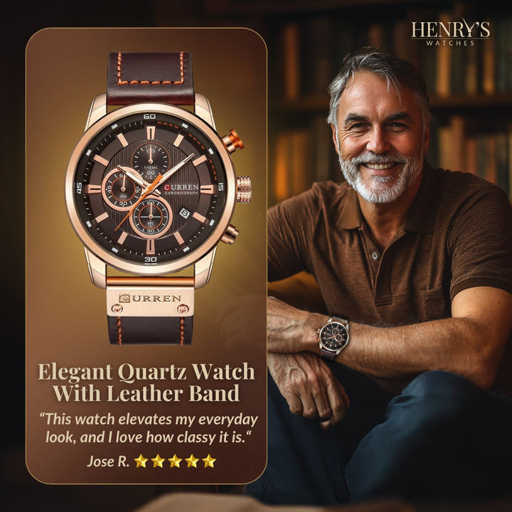 Reloj elegante de cuarzo con correa de cuero™ de Olsen & Olsen