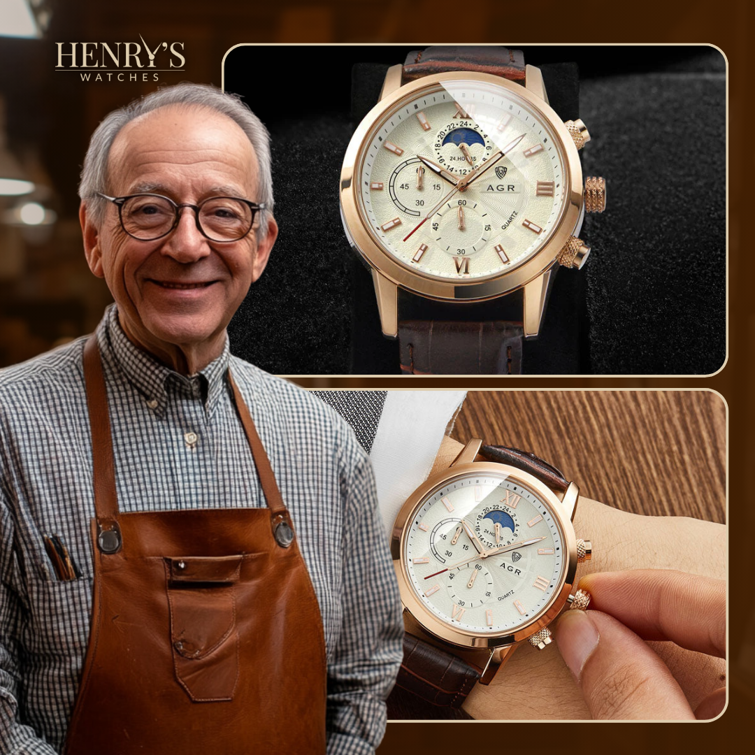 Reloj de Cuarzo de Cuero Luxe™ - Olsen & Olsen