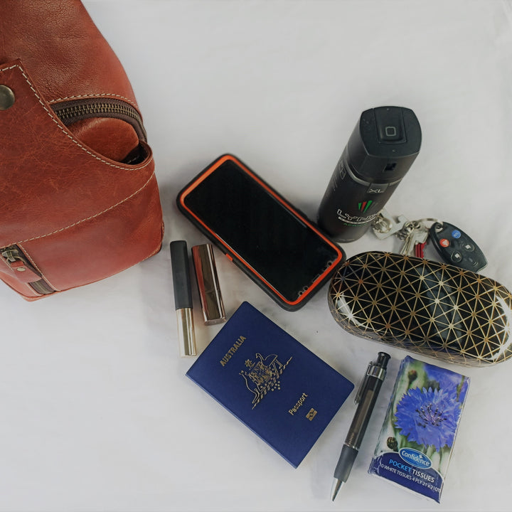 Mochila de cuero móvil