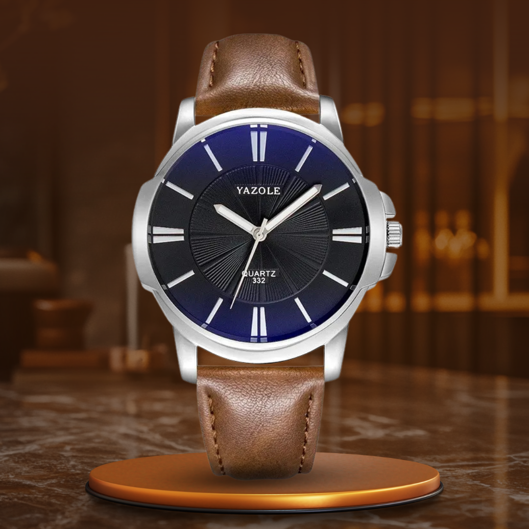 Reloj de Cuero con Cristal Azul Lujoso™ - Olsen & Olsen