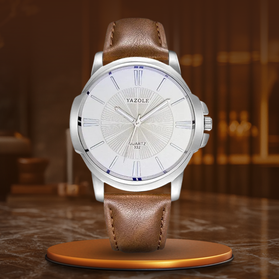 Reloj de Cuero con Cristal Azul Lujoso™ - Olsen & Olsen
