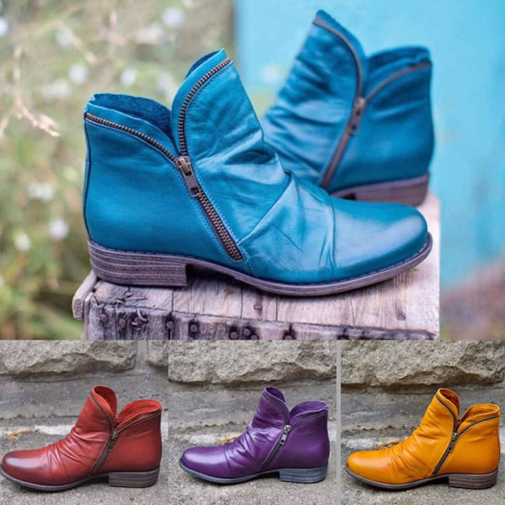 Martine™ - Bottines en Cuir Zippées